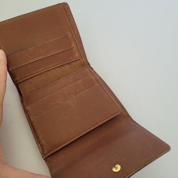 LOUIS VUITTON LV Vintage 1995 Monogram Leather Wallet Brown Medium Trifold Elise - Picture 3 of 13